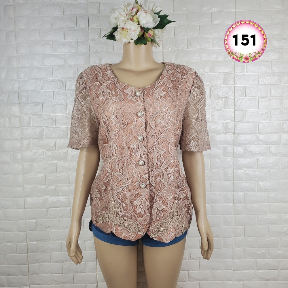 east west xl peach lace blouse ( 5 for $20 )